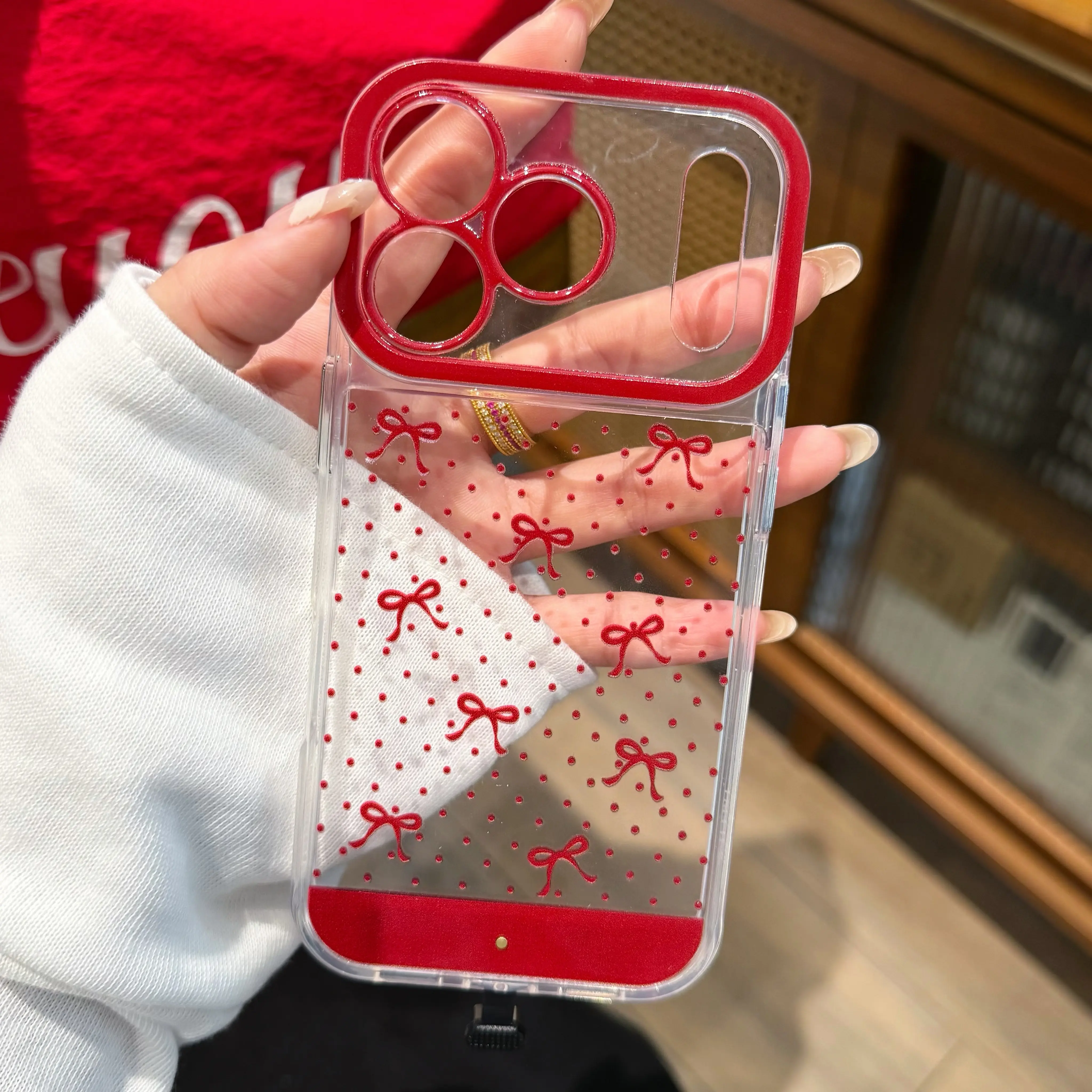 LED Red Polka Dots Smartphone Protector Case, Compatible with iPhone 11/12/13/14/15/16/17 Pro/Pro Max/Plus, Stylish Protective Casing Protector, Cartoon Charm Phone Accessories with Fun Sound Light, for Daily Use