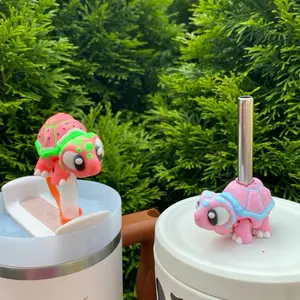 Tortoise Turtle Cute Funny Straw Toppers and Charms for Stanley Tumbers & 9.5mm Straws with Durable PLA Design - Stylish, Beverage