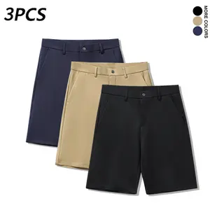 3PCS Men’s Casual Suit Shorts, Business Casual Straight Shorts, Breathable Summer Everyday Wear