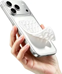 DreamLink.LC Silicone Double-Sided Suction Phone Detachable Mount, Fidget Sticky Grip, Hands-Free for Makeup, Gym, Cooking, ASMR/TikTok Recording & Selfie – Content Creator Trendy Gift (White, Small)