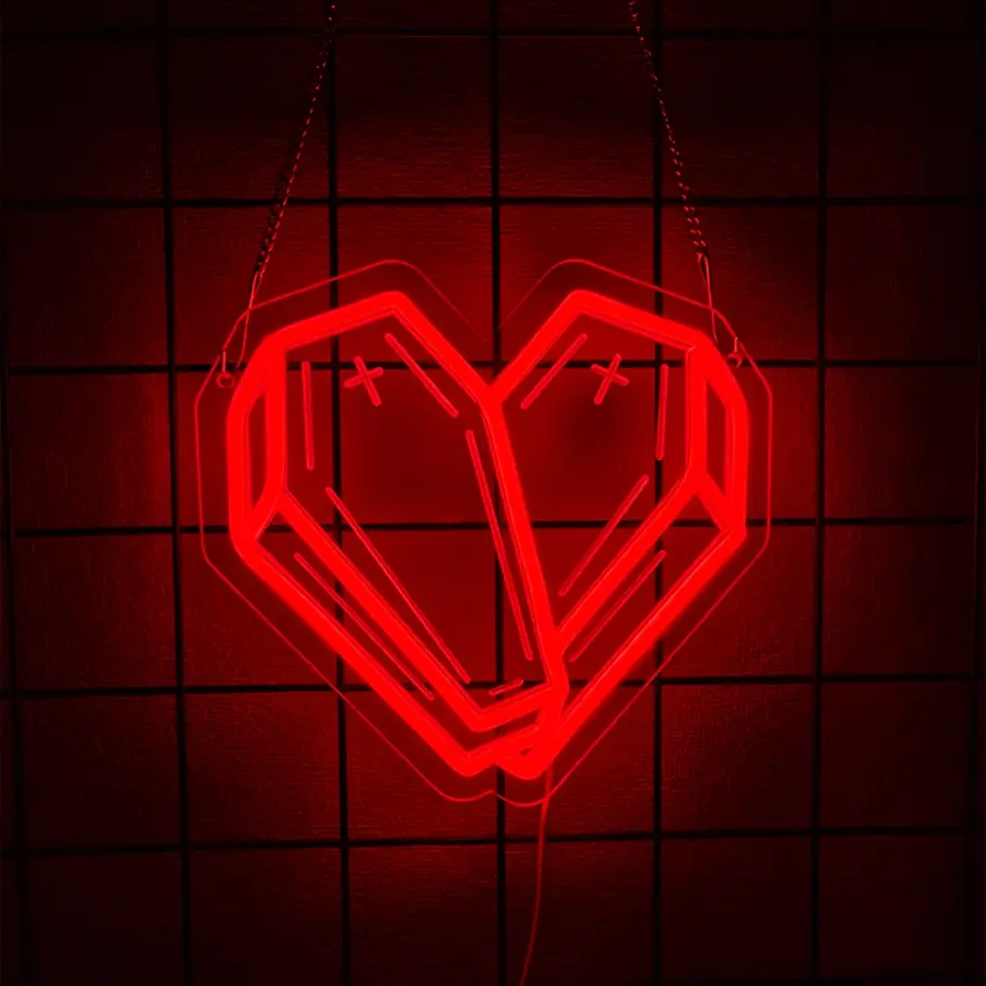Coffin Heart Neon Sign - Red Gothic Neon Signs for Wall Decor, Ideal for Gallery Walls and Gothic Decor, Great Gift for Goth Lovers, Led Neon Lights, Decorative Neon Light, Decorative Ambiance Lighting