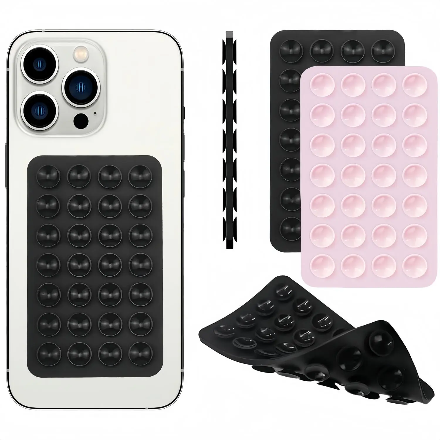 Silicone Double-sided Suction Cup Phone Holder, Removable Design for Car Window & Shower Use, Car Cellphone Mount, Cell Phone Mounts, Compatible with Iphone & Android, Stand, Rearview Mirror Phone Holder