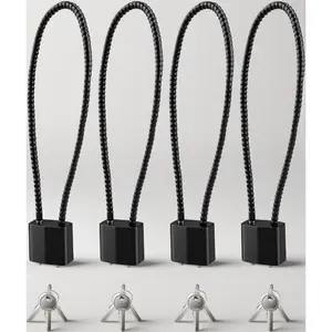 4-Pack Heavy Duty 15" Cable Locks with Keys - Vinyl Coated Steel Wire for Bikes, Gates, Cabinets, or Sports Gear. Versatile Indoor/Outdoor Security Set (Black)