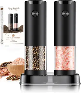 Salt and Pepper Grinder Set Automatic Battery Pepper Mill Shakers Adjustable Coarseness Upgraded Larger Capacity with Led Home and Kitchen Appliances Birthday Gifts for Women Mom