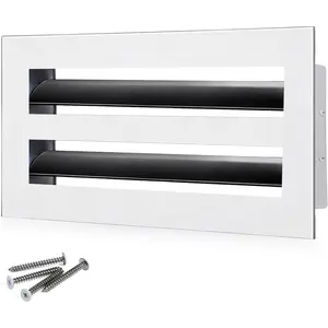 8x4 Modern AC Vent Cover – Decorative Air Vent Register Grille, Linear Slot Diffuser, Adjustable Airflow, Quiet Operation, HVAC Vent Cover for Ceiling, Wall & Floor, White Aluminum Alloy