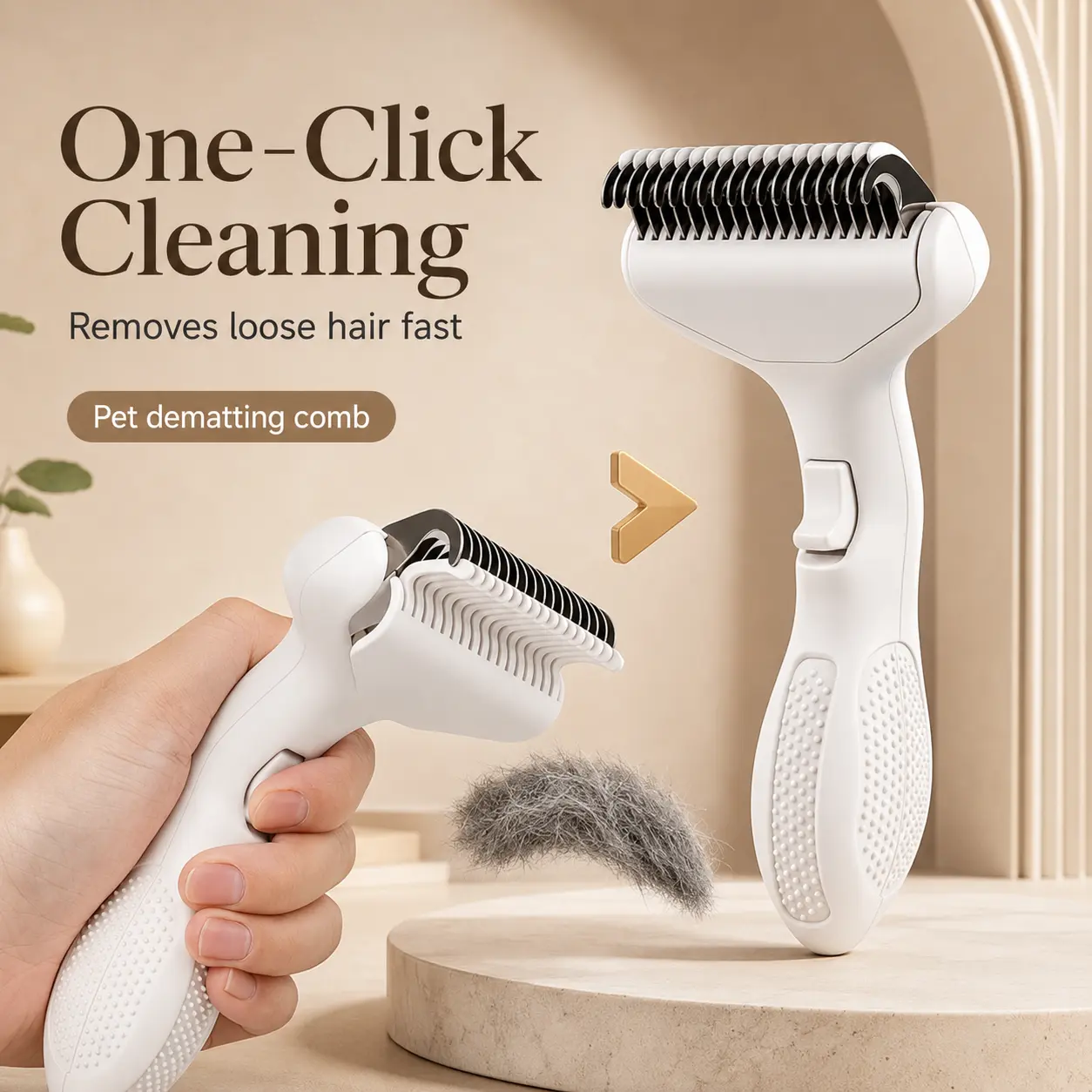 Upgraded 3-in-1 Skin-Friendly Undercoat Rake for Long-Haired Dogs & Cats, 1-Click Self-Cleaning Pet Grooming Tool, Stainless Steel Dematting Detangler Comb, Efficient Removes Matted Hair, Tangles, Loose Fur & Shedding Hair, Pet Hair Cleaner stuff