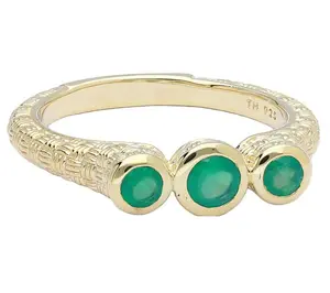 Ariva 18K Gold Clad Basketweave Gemstone Ring