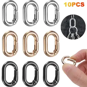 10-Pack Mini Oval Spring Keychains, Simple Small Keychain Accessories, Backpack Attachments, Essential Everyday Items
