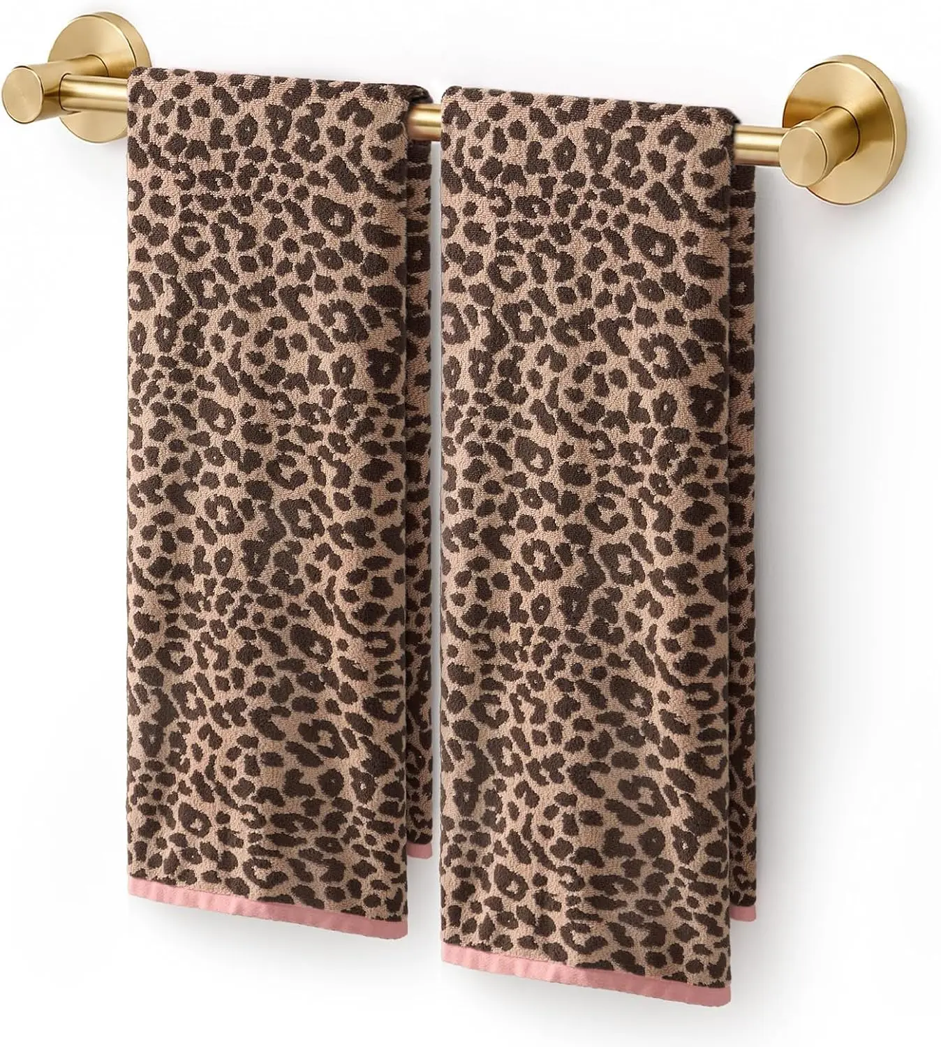 REDKISS Leopard Pattern 100% Cotton 6-Piece Towel Set for Bathroom Home Decor, Quick Dry Absorbent Durable, Bath/Hand Towels & Washcloths (Dark Brown), Towel Sets For Bathroom