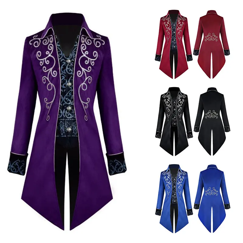 Vintage Gothic Tailcoat Jacket, Halloween Cosplay Costume Menswear
