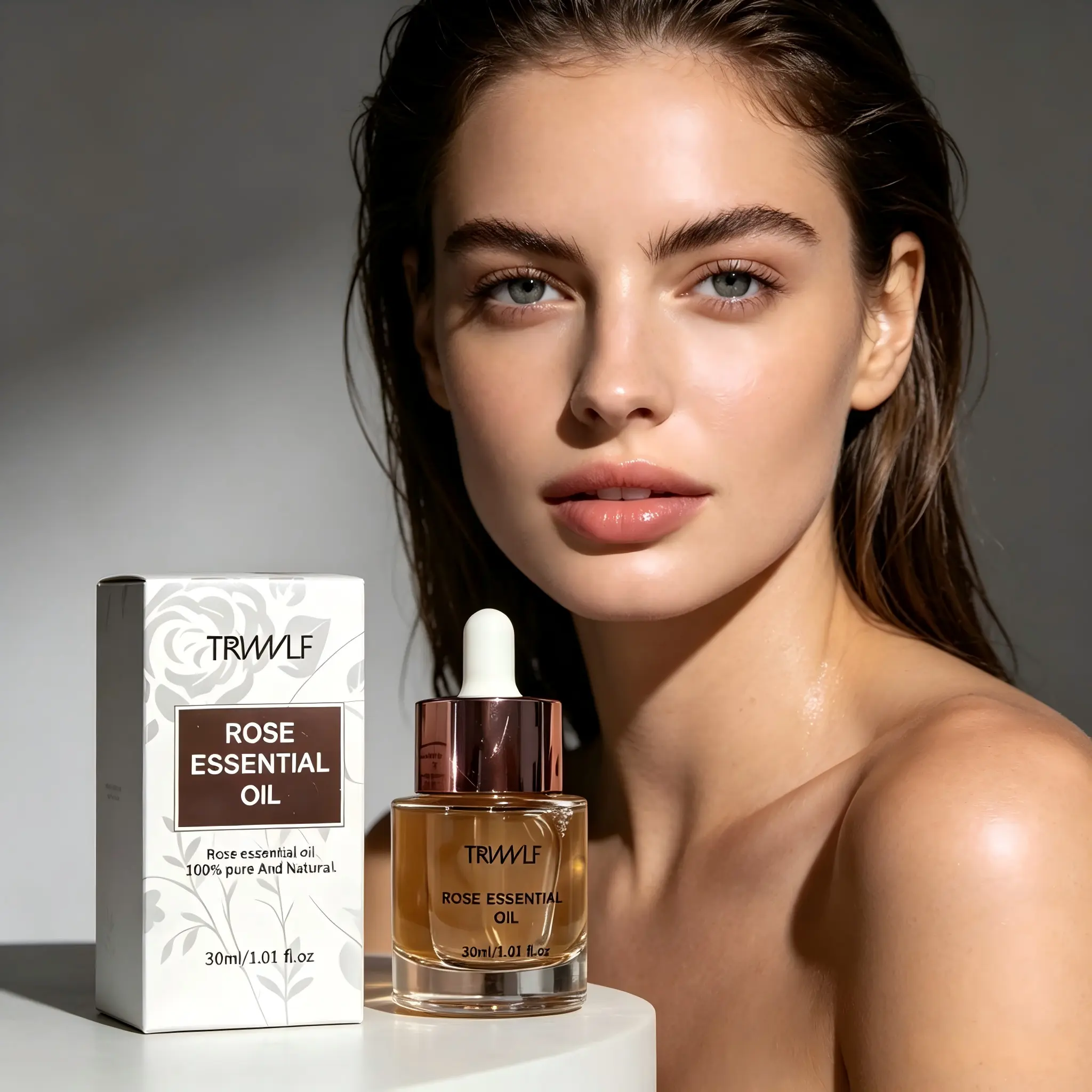 TRVWLF 100% Pure Rose Essential Oil, a Therapeutic Grade Anti-Aging Moisturizing Essence & Serum for Skin Rejuvenation, Hydrating Serum, Anti-Aging Moisturizing Serums & Essences