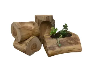 Wood Planter-Teakwood Log