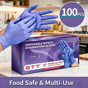 100 pcs Disposable Purple Nitrile Exam Gloves | Latex-Free Powder-Free Non-Sterile Nitrile Gloves for Medical, Cooking, Industrial Cleaning & Food Prep