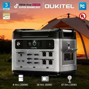 OUKITEL P2001 2048Wh Solar Generator Large Capacity for Outdoor Camping & Home Backup Folding Panel 1-Hour Fast Charge for Camping & Emergency Power travel rv