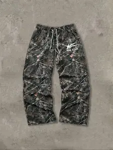 Men's Star Print Camo Print Long Knitted Pants, Regular Fit Casual Comfy Fabric Trousers for Summer, Fashion Men's Bottoms for Daily Wear