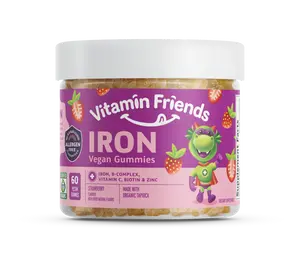 Vitamin Friends - Vegan Iron Gummies - Daily Nutritional Support Gummies - Body Function & Anemia - Strawberry. Kosher & Allergen Free gummy vitamin