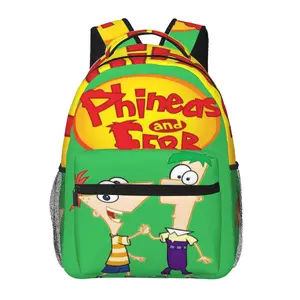 Large capacity Phineas and ferb backpack Phineas and ferb complete series Laptop Backpack Phineas Full Print School Bookbag Shoulder Bag  Multipurpose Travel Daypack perfect for Back to School, party and holiday gifts