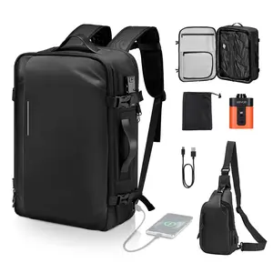 【DealsForYouDays】VEVOR Vacuum Travel Backpack, 65L, Expandable Vacuum Seal Compression Travel Backpack with Pump, with TSA-Approved Lock, Airback Vacpack, Water-Resistant Carry-On Suitcase Luggage, for Business, Black