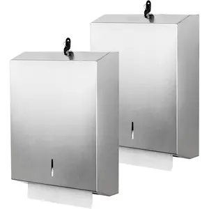 2 Packs Paper Towel Dispenser Wall Mount Commercial, Touchless Hand Towel Dispenser with Lock (Stainless Steel)