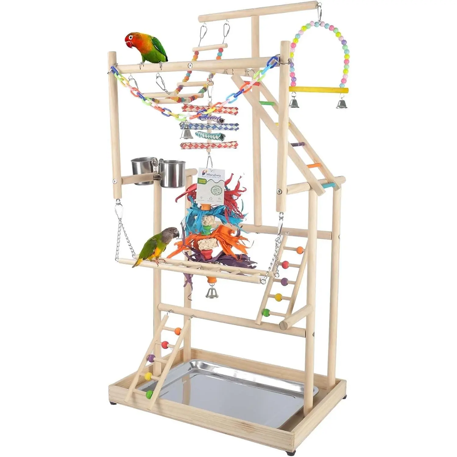 Parrot Playground Large 4 Layers - Small Bird Playground Parakeet Play Stand Bird Gym Parrots playpen Play Playstand Parrot Tree for Cockatiel Lovebirds Conure Cockatoos Finch Budgies