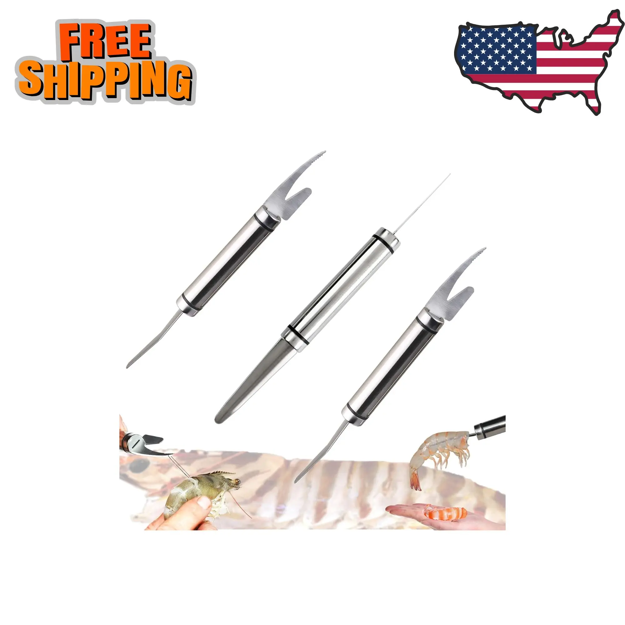 3 PCS Multifunctional Shrimp Peeler, 5 In 1 Multifunctional Shrimp Line Fish Maw Knife