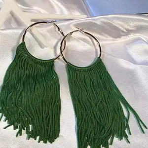 Coiris Boho Tassel Earrings for Women Bohemian Hoop Drop Tassels Western Earrings Statement Dangle Country Earrings Summer Beach Lightweight Handmade Long Tassels Earrings for Women