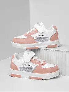 Kids' Cute Patchwork Sporty Low Top Sneakers with Magic Tape Design, Easy Slip-On Comfortable Casual Shoes for School & Outdoor Activities, Casual Athletic Footwear, Casual Trainer Shoes