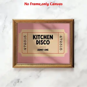 1 pc, wall art, tulip poster, kitchen disco print, kitchen wall art, fun kitchen wall decor, vintage print, ticket print, graphic art print, pink nature print, living room decor, dining room decor, kitchen decor, frameless, Unframed Art Print