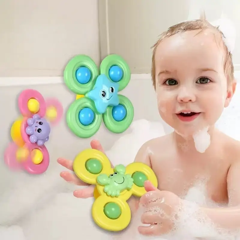3-Piece Cartoon Cute Rotating Baby Bath Toys, Starfish Octopus Crab, Early Learning Puzzle, Sensory Toys, Baby Bath Toys, Fidget Toys, Travel Toys, Play