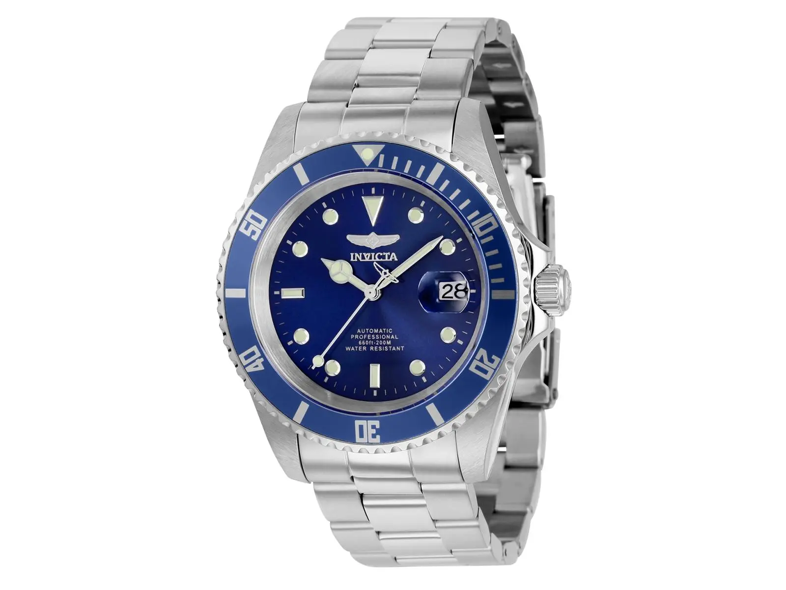 Invicta Pro Diver 9094OBXL Men's Watch, 43mm Stainless Steel Case, Classic Automatic Timepiece with Blue Dial, 200M Water Resistant, 100M - 200M