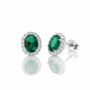 Verona Emerald Halo Stud Earrings