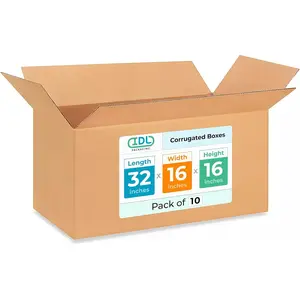 Extra Large Shipping & Moving Boxes 32x16x16 inches (10-Pack) - Extra Strength 200 lb vs Regular - Corrugated Heavy Duty Moving Boxes - Box for Moving & Relocating by IDL Packaging