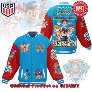 Paw Patrol Kids Varsity Jacket Cartoon Adventure Style, Fun Streetwear Outerwear, Cute Gift for Children