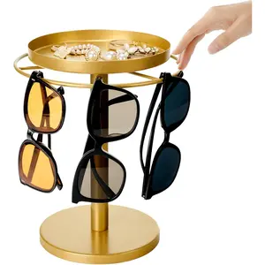 360? Rotating Sunglasses Organizer - Stainless Steel Glasses Holder Stand with  Tray,  Decor for Desk, Dresser & Nightstand()