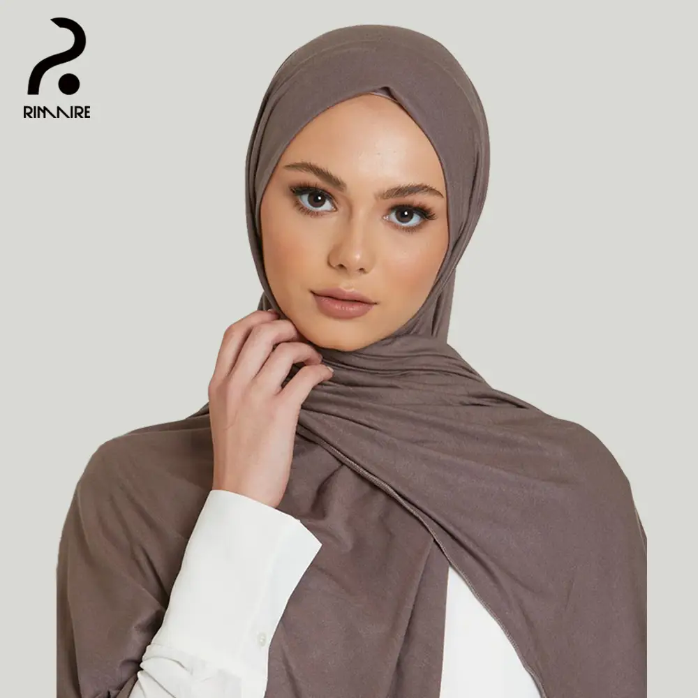 RIMAIRE Muslim Cottom Hijabs for Girls Ramadan Premium Jersey Hijab Ladies Strech Turban Breathable Headscarf Shawl Wrap Women Fit Clothing Casual tik