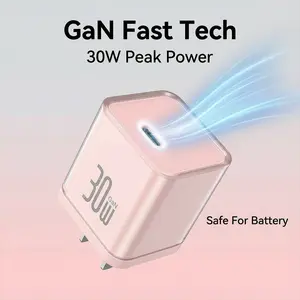 30W PD Gallium Nitride Fast Charger Kit with Dual Type-C Data Cable, Smart Temp Control, Multi-Layer Safety, Ice Penetration Design for iPhone, Android, Mobile, Smartphone, Cellphone & Electronic Devices