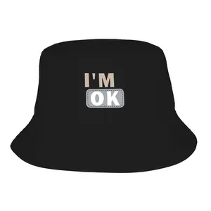 I'm OK Funny Slogan Printed Black Bucket Hat,i'm ok bucket hat, printed bucket hat, funny slogan hat, casual bucket hat, quote hat,funny gift, everyday casual hat, summer bucket hat, outdoor sun hat, vacation hat, meme hat