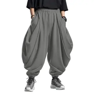 INCERUN Men's Textured Fleece Harem Pants Big Pocket Joggers Hip Hop Streetwear Baggy Trousers Winter Casual Bottoms