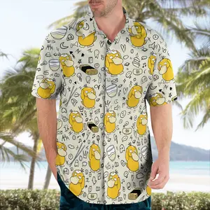 Cream DuckDoodle Pattern Hawaiian Shirt– Tropical Anime Summer Shirt, Anime Hawaiian Shirt for Fans #alohashirt #hawaiianshirt #tropicalvibes #summeroutfit #beachwear #viraloutfit