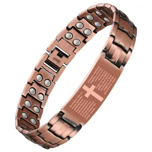 Copper Cross Bracelet for Men Magnetic Therapy Bracelet Copper Jewelry with Powerful 3800 Gauss Magnets