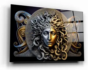 GCKG Medusa Snake Hair Tempered Glass Wall Art Perfect Modern Decor Fabulous Glass ink Printing Durable