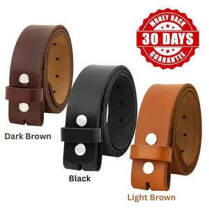 Premium Full-Grain Leather Belt Strap - Men's & Women's - No Buckle - Durable Cowhide Leather - Black, Brown, Light Brown - Heavy Duty Design