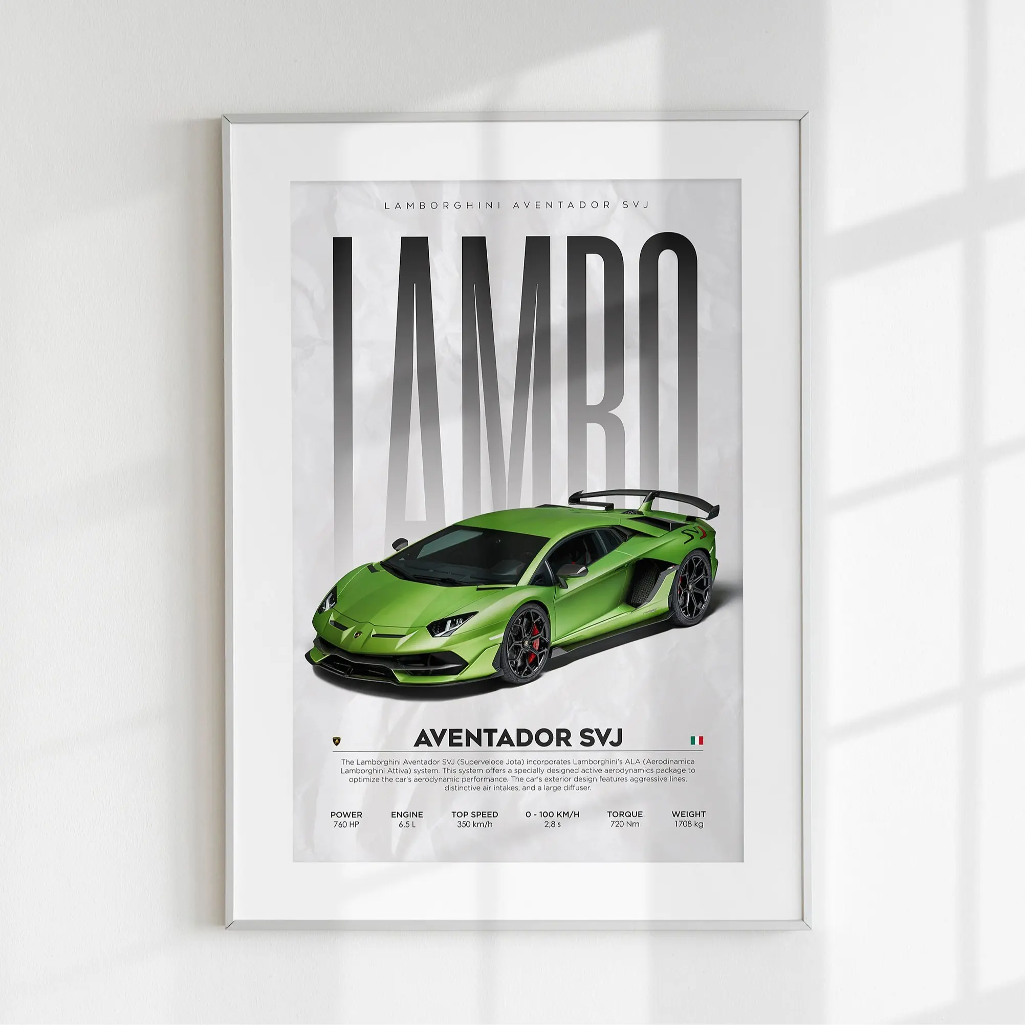 Lamborghini Aventador SVJ Poster | Hyper Car Poster | Super Car Print | Art Print | Poster | Home Decor | Wall Decor