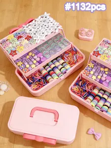 1133pcs luxury hair accessory gift box set, basic hair ties and small elastics, gentle and does not hurt the scalp, cartoon hair clips, duckbill clips, bow hair clips, suitable for various hairstyles, suitable as a birthday gift, women's hair accessories