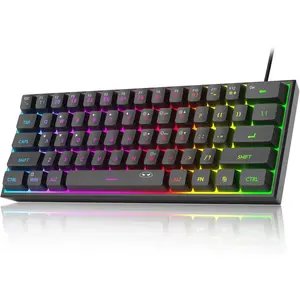 Mini 60% Gaming Keyboard, RGB Backlit 61 Key Ultra-Compact Keyboard, TS91 Ergonomic Waterproof Mechanical Feeling Office Computer Keyboards for PC, MAC, PS4, Xbox ONE Gamer(Black)