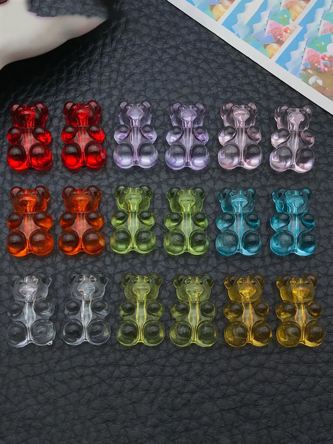 20pcs Gummy Bear Resin Beaded Bear Acrylic Spacer Beads, Decorative Beads, Beads For Crafts, DIY Jewelry Making Supplies, 12x19mm Craft Accessories for Bracelets, Necklaces, Earrings