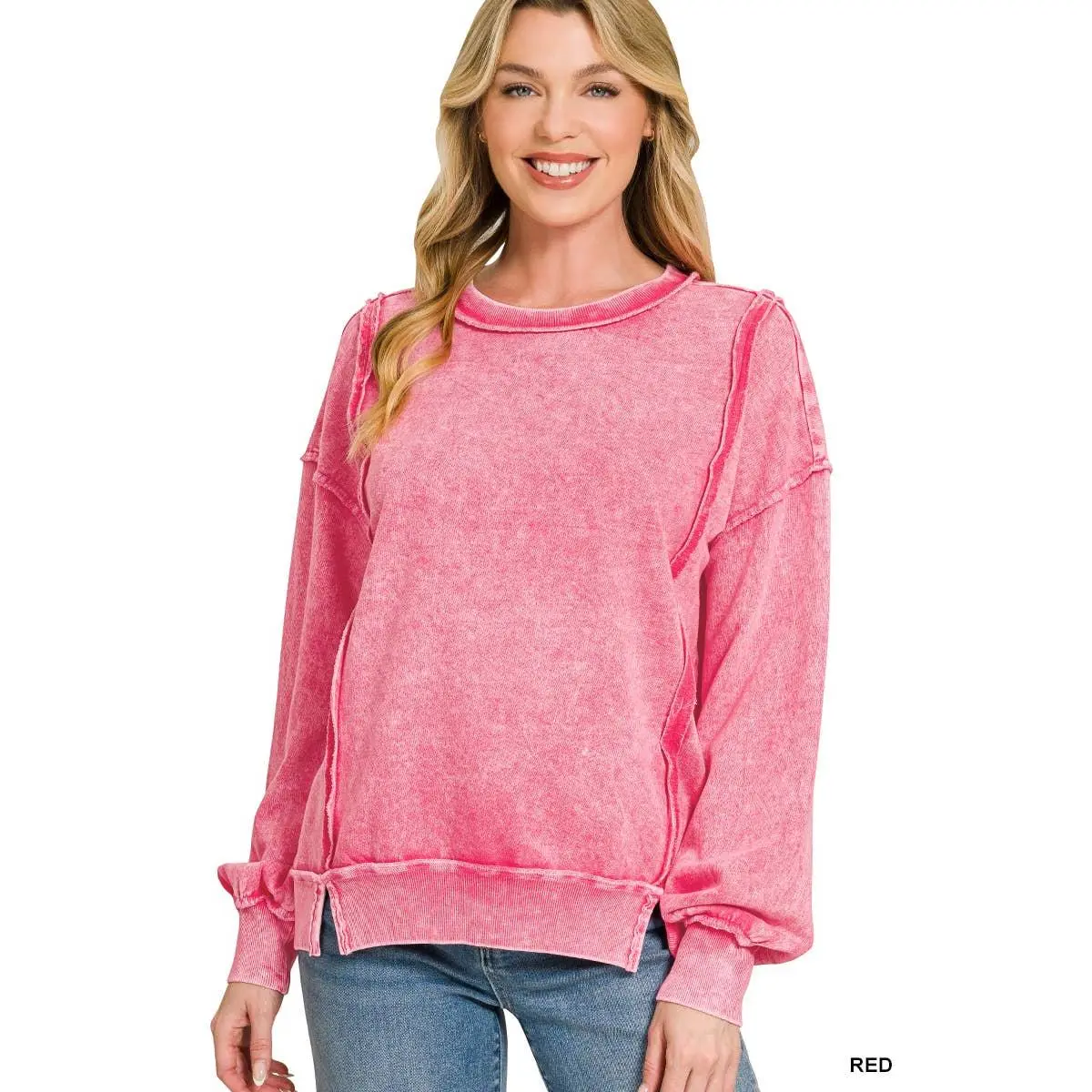 Zenana Acid Wash Sweatshirt