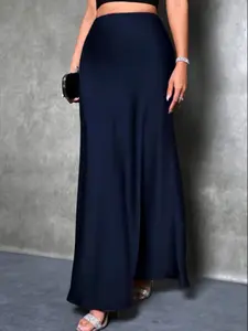 Elegant Satin Bodycon Dress for Fall & Winter, Simple European Style Long Silk-Like Dress, Women's Fashion Clothing, Skirt