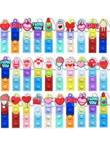 10/30pcs Vertical Long Silicone Bubble Keychain, Cute Plush Toy Hanging Decorations, Creative Stress Relief Accessories