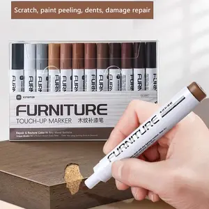 12 Wood Grain Repair Markers, Furniture Color Fill Pen, Scratch Cover Up Pen, Edge Sealing, Wooden Furniture Repair Tool, Paint Pen